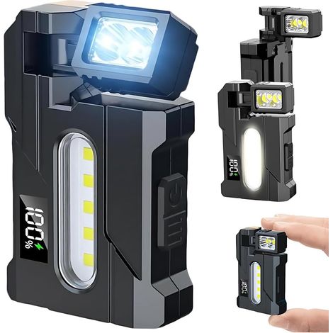 Linterna EDC recargable con cabezal giratorio, mini linterna superbrillante de 500 lúmenes, linterna de bolsillo plana portátil de 1500 mAh. (1/5)