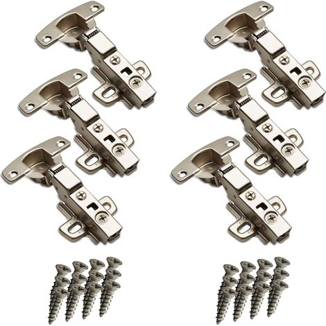 SOTECH 6er Set Hettich Sensys 8645i TH52 110 Grad Mittelanschlag Scharnier 9071206 Höhe (Distanz): 1,5 mm mit Dämpfung inkl M4x16mm Schrauben für Küchenschrank Halb Vorliegend Automatikscharnier