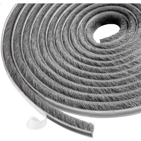 Joint brosse adhésif de 6 m, coupe-vent et anti-poussière, pour fenêtres et portes mobiles, largeur 9 mm x hauteur 9 mm, (1/5)