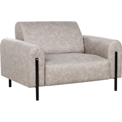 Sillón moderno salón tapizado tela aspecto cuero respaldo ajustable patas metal gris Askim