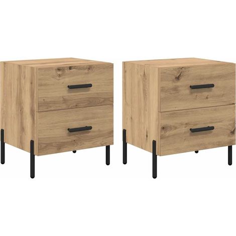 Maison Exclusive - Armadio da Notte 2 pcs Rovere artigianale 40 x 35 x 47,5 cm