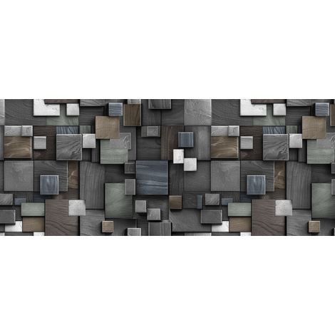 Tappeto Passatoia Cucina Antiscivolo Con Stampa Digitale Dis.Quadri 3D Grigio, misura50x50coloreQuadri Grigio
