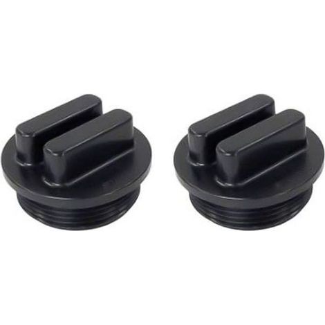 Bouchon de vidange fileté noir 1-1/2" pour filtre de piscine / Bouchon d'hivernage avec joint torique — Compatible avec les orifices de vidange des filtres Pentair, Hayward et Sta-Rite (Lot de 2)