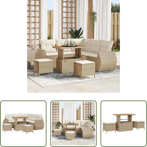 vidaXL Poly-Rattan - Gartensofa-set 8 pcs Beige Poly-Rattan (1/5)