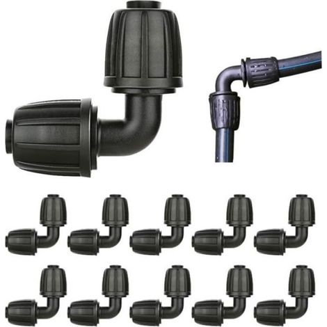 Raccord Coudé Cannele - 16 mm - Pour Systeme D Irrigation Goutte A Goutte - 10 Unites (1/4)