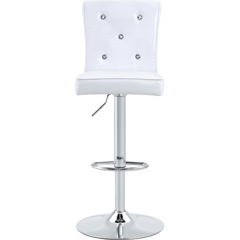 ELVMI Lote de 2 Sillas de Comedor Acolchadas, Respaldo Efecto Cocodrilo y Hebilla de Cristal, PVC Blanco (1/5)