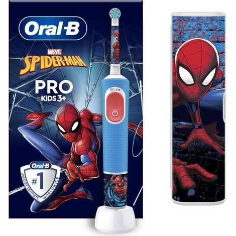 Oral-B Vitality Pro Kids Spiderman Enfant Brosse à dents rotative oscillante Bleu, Rouge
