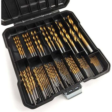 Coffret 99 forets hélicoïdaux - Métal revêtu titane - Ø1.5-10mm - Pour bois et plastique - Professionnel