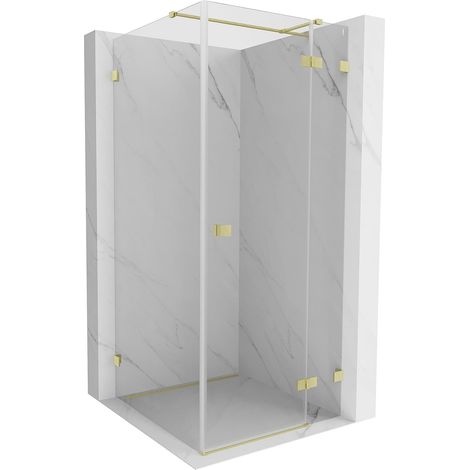 Mexen Lunar T cabine de douche à charnière droite 80 x 80 cm, transparent, or brossé - 834T-080-080-55-00-P (1/3)