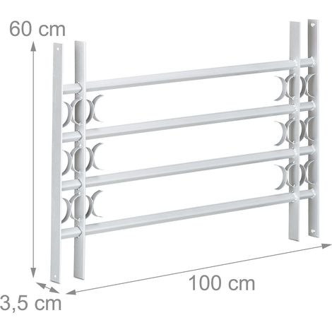 Relaxdays – Grille de fenêtre télescopique anti cambriolage – Acier galvanisé – Dimensions réglables 600 x 1000-1500 mm – Protection efficace contre effractions