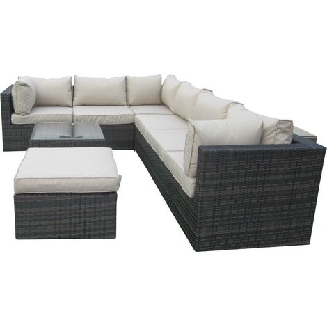 Furniture One Rattan 7 Seater Modular Outdoor Garden Sofa - Mix Brown (1/3)