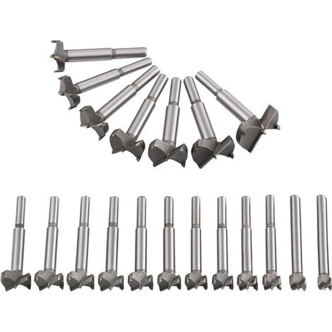 Mèches Bois 19PCS (10MM - 40MM) Fraise Carbure, L'installation de Portes Sphériques, Tiroirs, Mèches à Façonner Foret pour Faire Des Trous Propres à Fond Plat Dans Le Bois