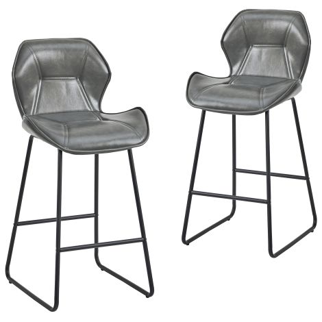 Tabourets de bar en similicuir (Lot de 2) — Chaises de bar de style moderne (avec dossiers, structures en métal et repose-pieds) — Idéales pour cuisines, bars, espaces bar à domicile et zones de repas (1/4)