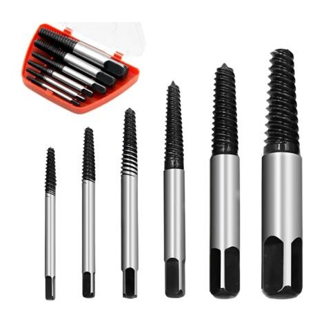 6 pcs screw extractor set, bolt extractor, spiral groove bolt remover set, can easily remove broken screws, dropped screws, studs (1/5)