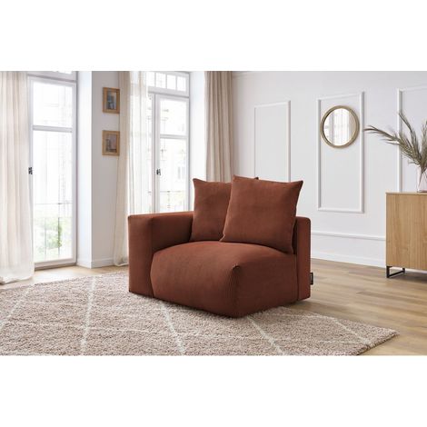 BOBOCHIC - Chauffeuse 1 place avec accoudoir pour canapé modulable VOLTAIRE Angle gauche  Orange (1/5)