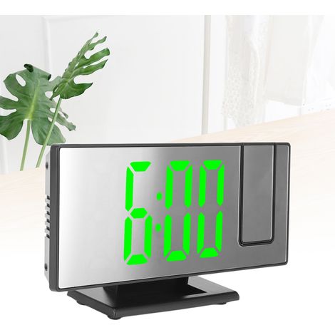Digitaler Projektionswecker mit LED-Spiegeldisplay, automatischer Dimmfunktion – ABS, 18,5 cm, USB, mehrere Alarme, Kalender und Temperaturanzeige (1/5)