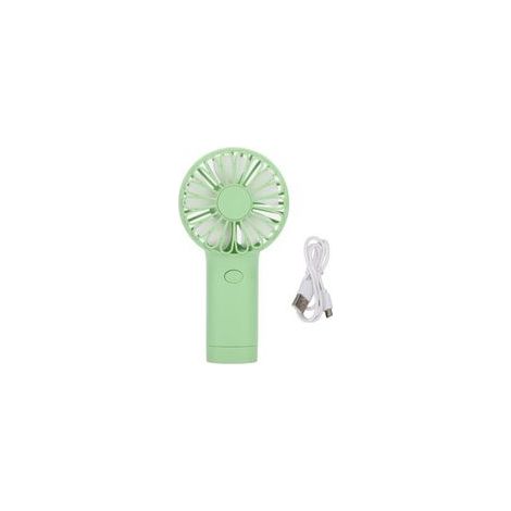 Ventilador portátil verde, funciona con pilas, recargable por USB, pequeño para viajes, picnics y oficina.