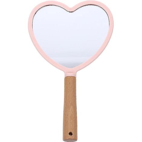 Miroir cosmétique à manche en bois (1 pièce)