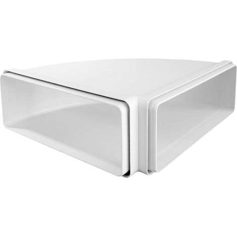 La Ventilazione CCO229B Courbe horizontale 220 x 90 mm - avec embouts F/F en ABS pour tube rectangulaire. Couleur : blanc.