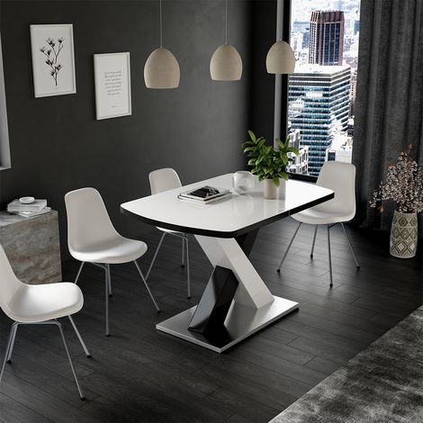 Mesa de comedor Chinto, Negro, 120 x 80 cm Extensible, Vicco