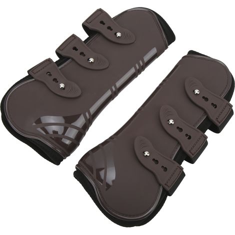 Lot de 2 protège-jambes avant pour cheval, en néoprène PU, pour l'équitation et le saut d'obstacles. Paire de protège-jambes avant marron, taille XL. (1/5)