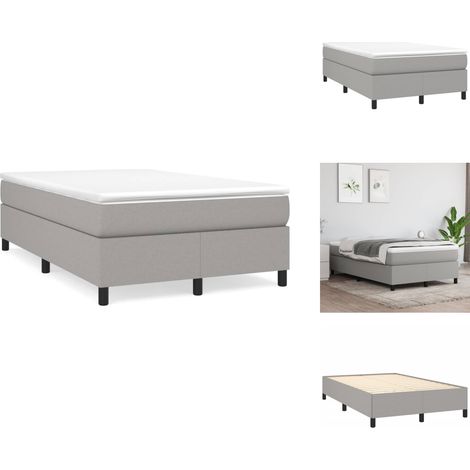 Sommier à lattes de lit et matelas gris clair 120x190 cm tissu - Lit Double - Lit Avec Sommier - Matelas À Ressorts Ensachés - Literie - Chambre À Coucher (1/5)