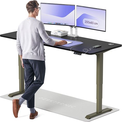 Desktronic Bureau assis debout HomePro - 200x80cm - Vert/Noir