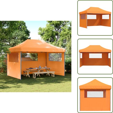 The Living Store Partyzelt Faltbar Pop-Up mit 3 Seitenteilen Orange - Outdoor-Pavillon - Gartenfestzelt - Eventzelt - Partyzelt - Sonnenschutz (1/5)