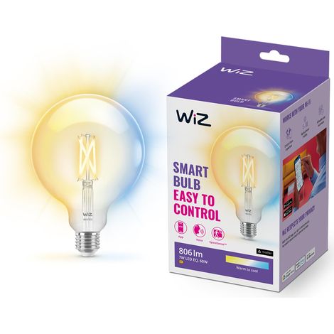 ampoule LED Connectée Wi-Fi Globe E27 Claire, Nuances de Blanc, équivalent 60W, 806 lumen (1/5)