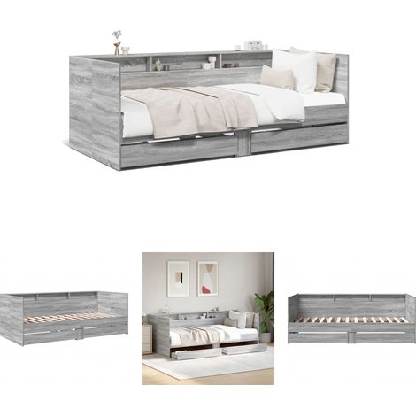 The Living Store Tagesbett mit Schubladen Grau Sonoma 90x200 cm Holzwerkstoff - Betten & Bettgestelle (1/5)