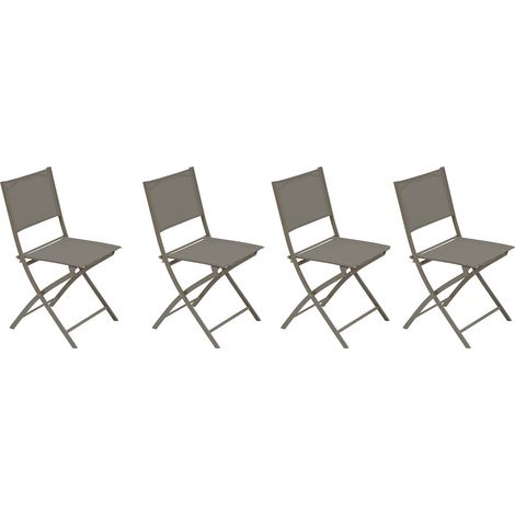 Lot de 4 chaises de jardin pliante métal Modula Café/Noisette- Hesperide
