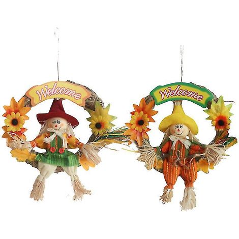 2 Stück Vogelscheuchenkränze für Halloween-Dekorationen (1/3)