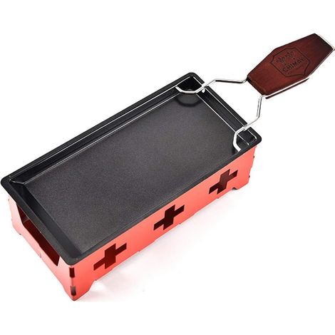 Raclette Fromage Mini Fondue Fromage Portable Raclette Appareil 2 Personnes Chandelles Raclette Métal Moule à Fromage Antiadhésif (Rouge) (1/5)