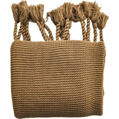Couverture Tricotée Unie à Pompons – Douce et Polyvalente pour Canapé et Lit (1/2)