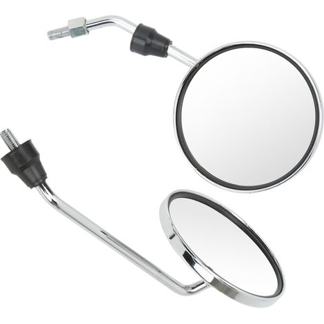 Motorradspiegel, 2 Stück, 8-mm-Gewinde, verchromt, rund, universell passend für Roadster, Quad und Roller (1/5)