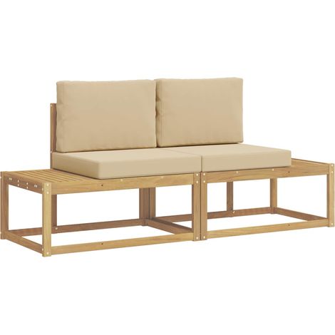 Set di divani da esterno 2 pcs Bianco e Beige Poliestere vidaXL