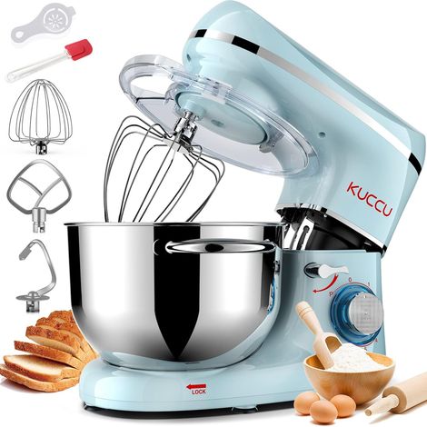 Pastry Processor 1500 W 7 L Kneading Processor 6 Speeds + P with Hook Beater Whisk Splash Protection Spatula Separator – Blue (1/5)