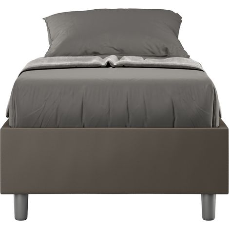 Letto singolo senza rete imbottito 80x190 similpelle cappuccino Azelia (1/4)