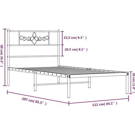 Vidaxl Struttura Letto in Metallo con Testiera Bianca 107x203 cm, Letto in Metallo, Montaggio Facile (1/4)