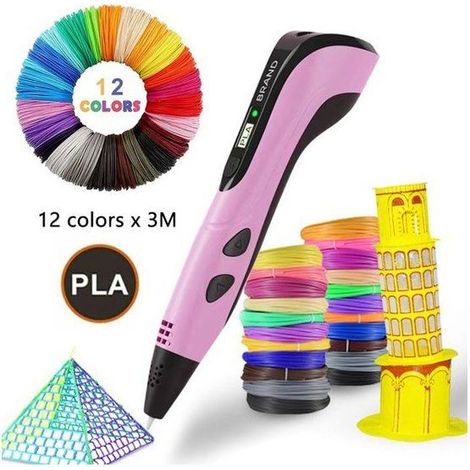Stylo 3D enfants – Kit démarrage, écran LCD – 10 couleurs, câble 5 m – Dessin, peinture – Sécurité