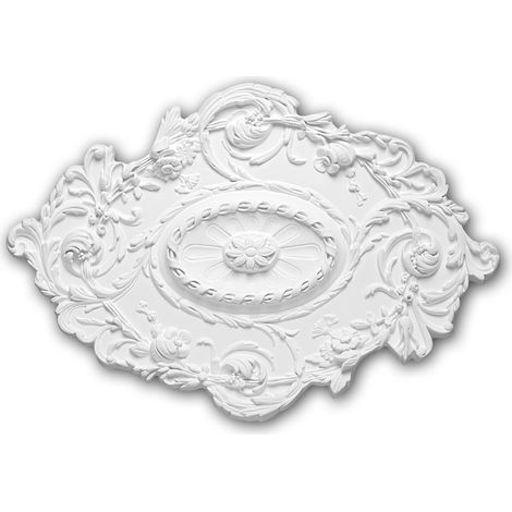 Rosone soffitto parete 156029 Profhome elemento decorativo elemento soffitto stile rococò barocco bianco 76,7 x 53,2 cm (1/5)