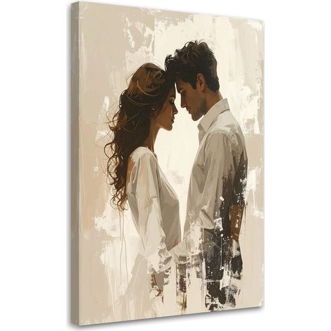 Stampe su Tela Coppia romantica in beige chiaro e texture morbida 20x30 (1/5)