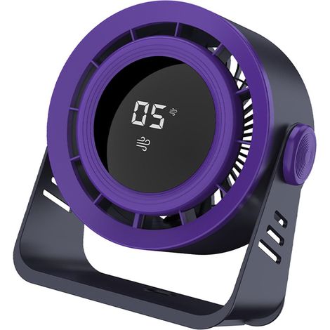 Ventilatore di raffreddamento multifunzione portatile montabile potente schermo digitale struttura in PP per ufficio viaggio ventilatore a basso rumore ricaricabile (1/5)
