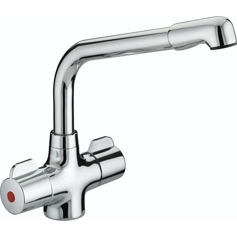 Bristan Manhatan Kitchen Sink Mixer Tap Double Lever Modern Easyfit Chrome (1/9)
