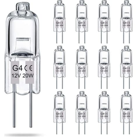 12pack Ampoule G4 12V 20W,Ampoule Halogene G4 20W, Ampoule Hotte Aspirante Dimmable Halogènes,Halogene G4 2700K Blanc Chaud Lampe,Ampoules G4 Pour Remplacer Les Lustres En Cristal
