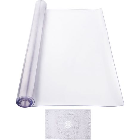 Nappe en PVC transparente, 60x120 cm, épaisseur 2 mm, protection de table imperméable, facile à nettoyer, pour bureau, salle à manger, commode. (1/5)