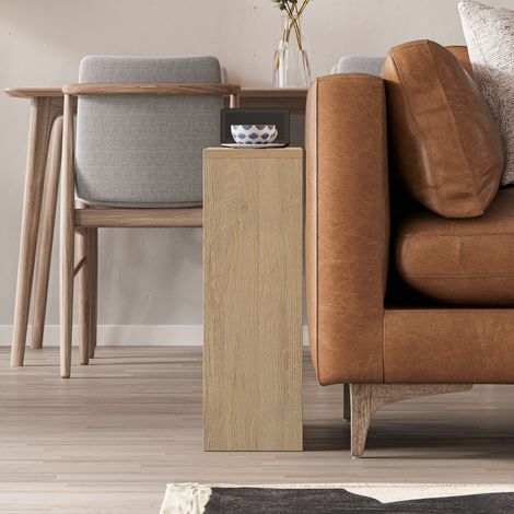 Decortie – Modern oak side table 60cm – 2-tier design for small spaces – Creative storage solution – Ideal for living room or bedroom (1/4)