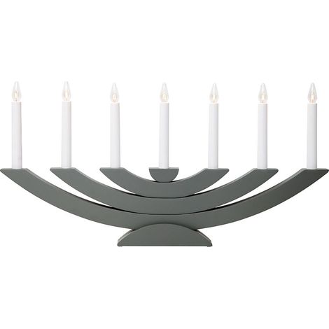 Arche à bougies Star Trading 'Navida', pin verni, 7 flammes, fonctionnement sur secteur, blanc, gris foncé, L 60 cm