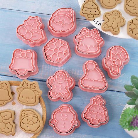 Lot de 10 moules à biscuits 3D en plastique, à décorer soi-même, avec motifs de dessins animés. (1/4)