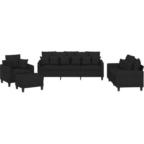 Maison Exclusive - Set Divani 4 pz con Cuscini Nero in Tessuto (1/5)
